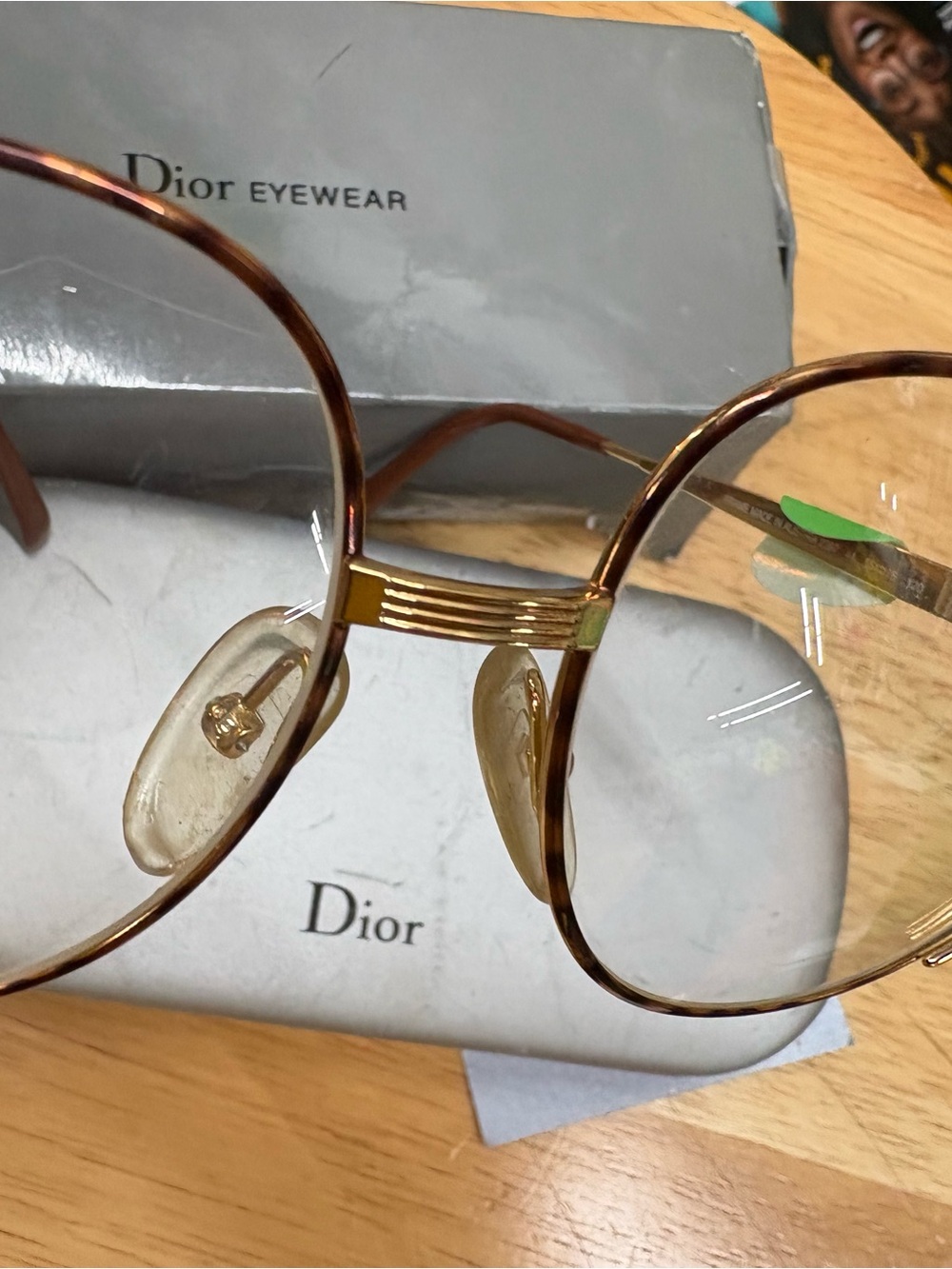 Dior Gold and Brown Round Frame Glasses Christian Dior